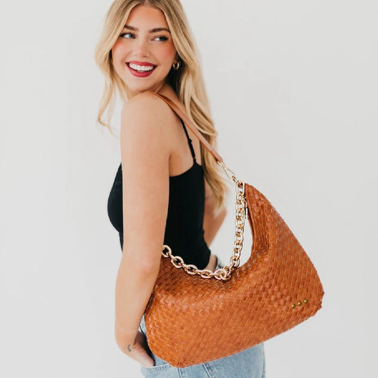 Slouchy Woven Shoulder Handbag