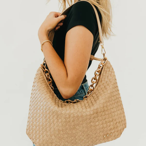 Slouchy Woven Shoulder Handbag, Multiple Choices