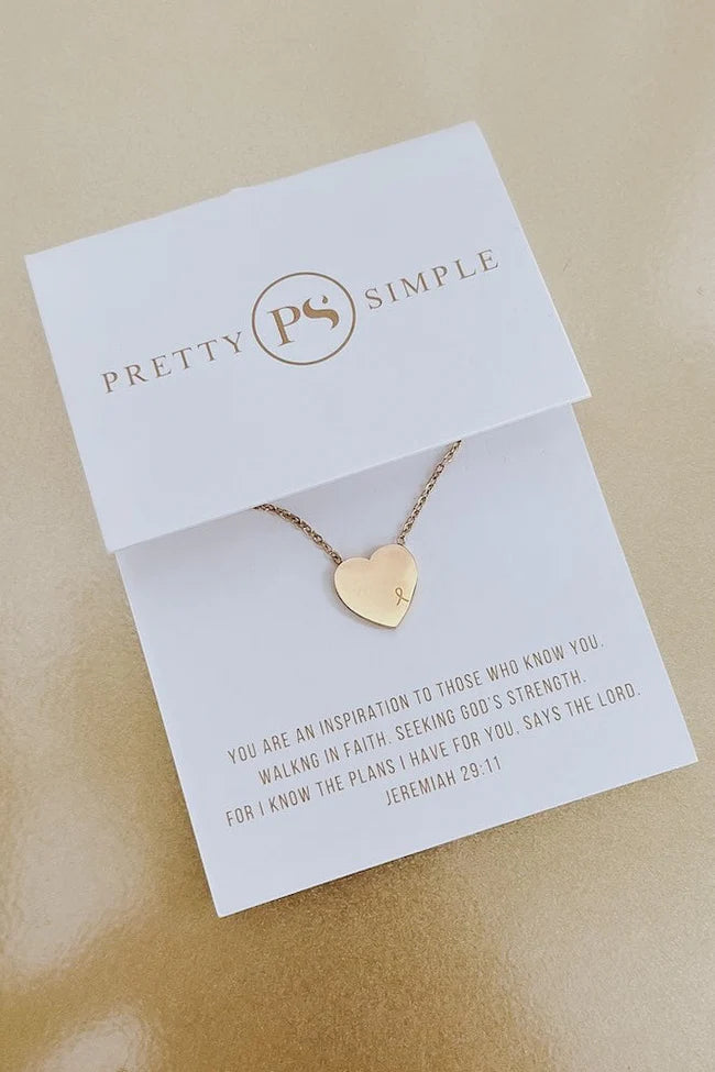 Heart Necklace With Ribbon Engraved