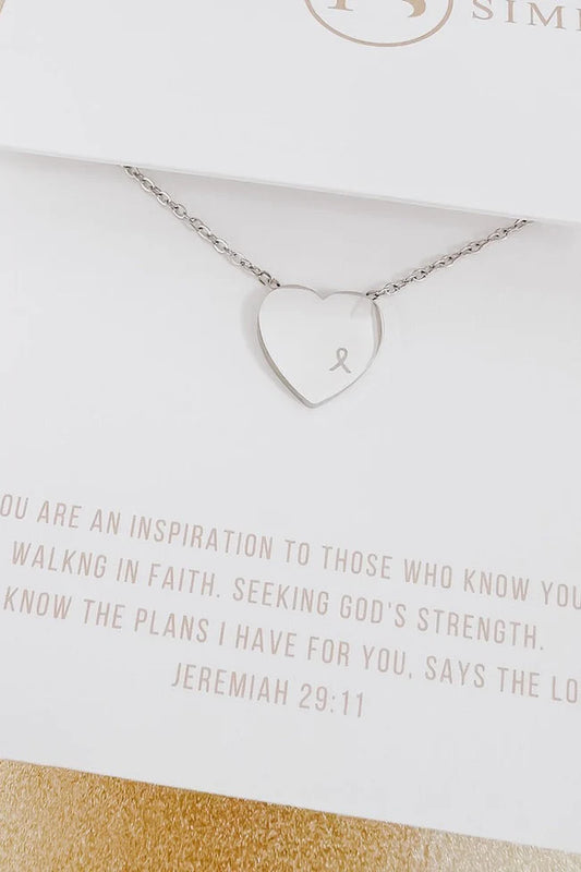 Heart Necklace With Ribbon Engraved